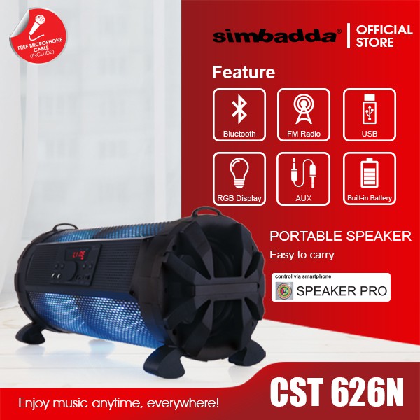 Speaker Bluetooth Simbadda CST 626N Karaoke GRATIS Mic