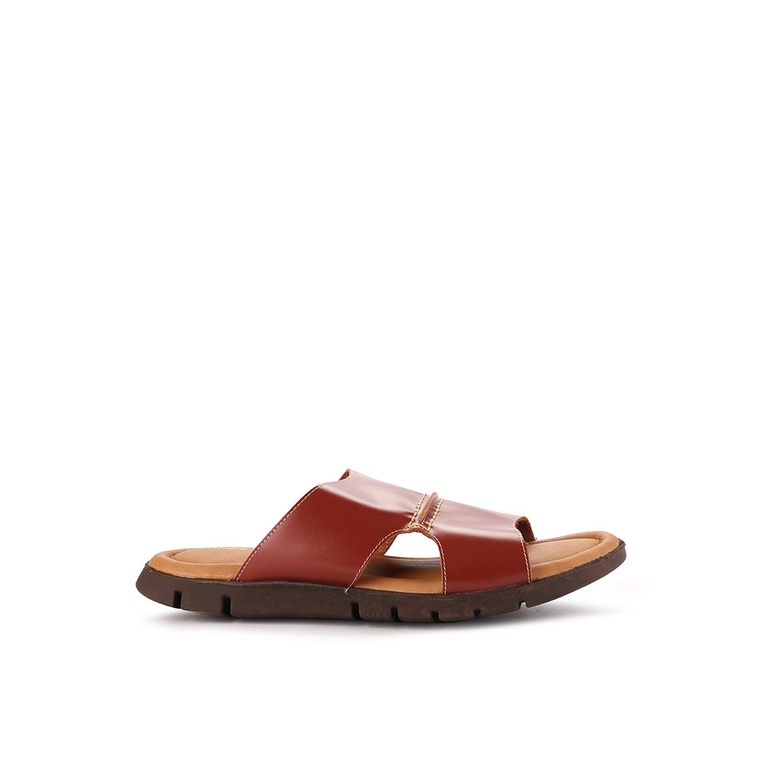 SANDAL SLIDE KULIT ANDRE VALENTINO PRIA ORIGINAL CASUAL COKLAT AVM02