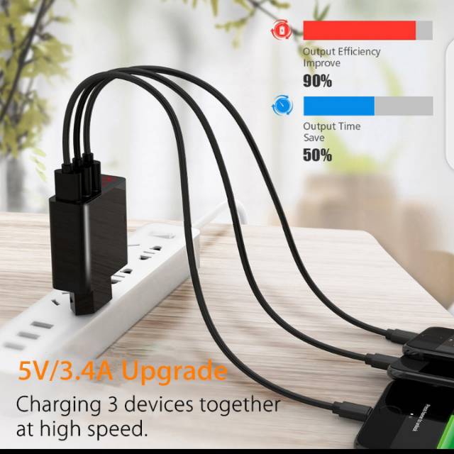 Jual Charger HP 3 in 1 otomatis Mati Sendiri Jika Penuh Indonesia