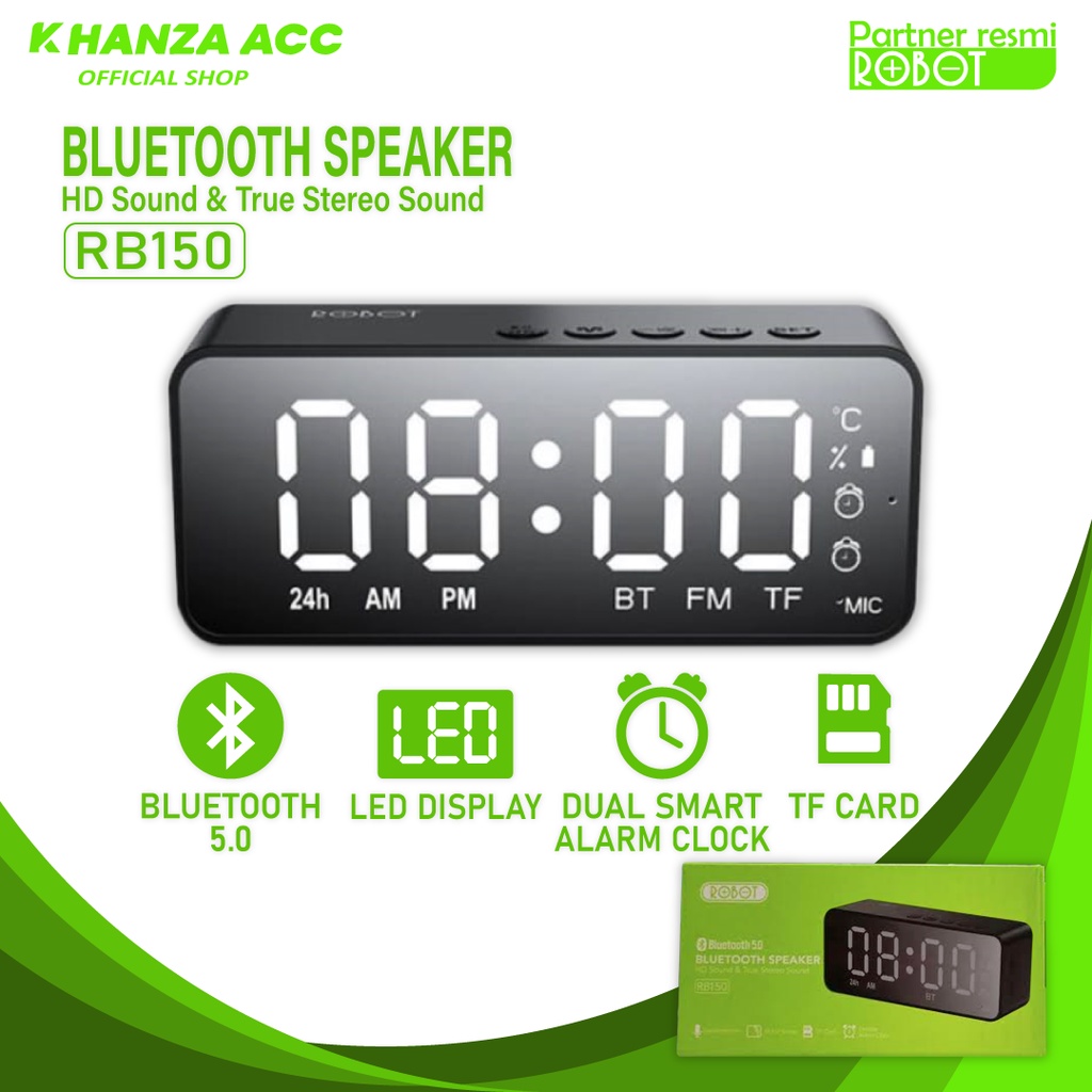 KHANZAACC Speaker Bluetooth Robot RB150 Portable Wireless Bass Mini Stereo - FM Radio