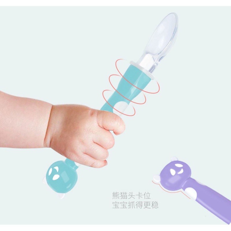 Sendok Bayi silikon lembut panda Silicone Spoon baby Kids