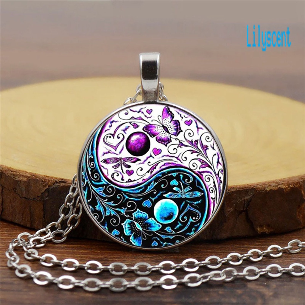 Kalung Liontin Tai Chi Motif Kupu-Kupu Gaya China Untuk Unisex