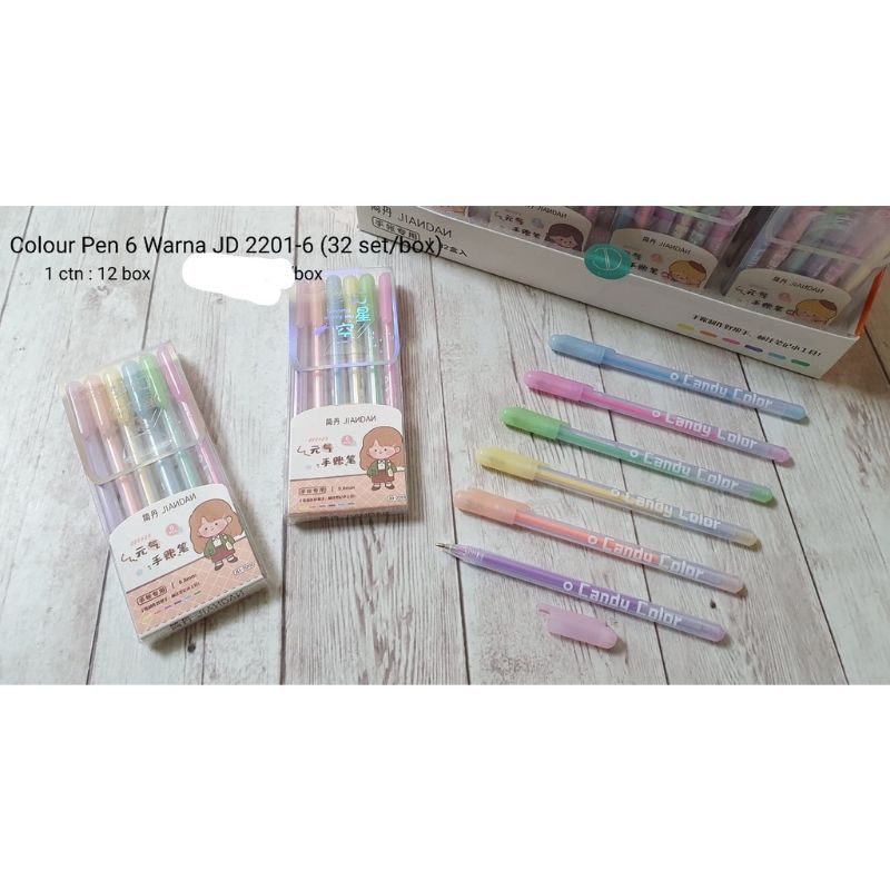 

PULPEN GEL WARNA PASTEL 1 SET ISI 6 PCS