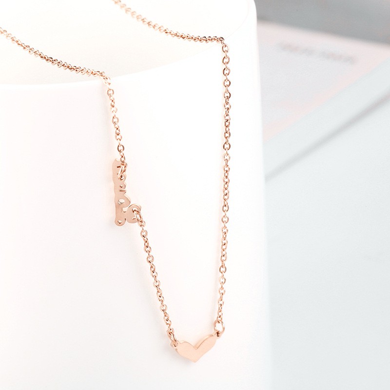 Kalung Fashion Korea Titanium Rosegold Love Polos - BN313