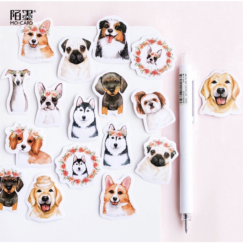 (45 PCS) STICKER AESTHETIC CUTE BOX STIKER LUCU MURAH BINATANG ORANG BUNGA SCRAPBOOK STIKER HP-Dog