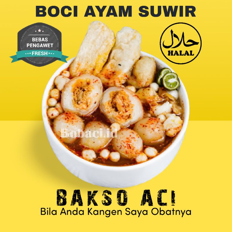 

Baso Aci Ayam Suir | Boci Ayam Suwir Mercon Jumbo Xtra Toping