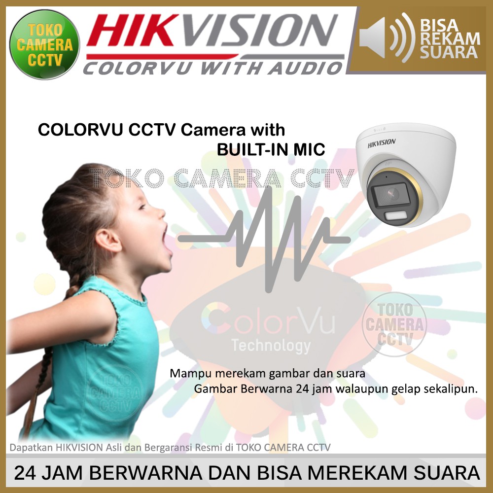 PAKET CCTV HIKVISION COLORVU AUDIO 2MP 8 CHANNEL 6 KAMERA