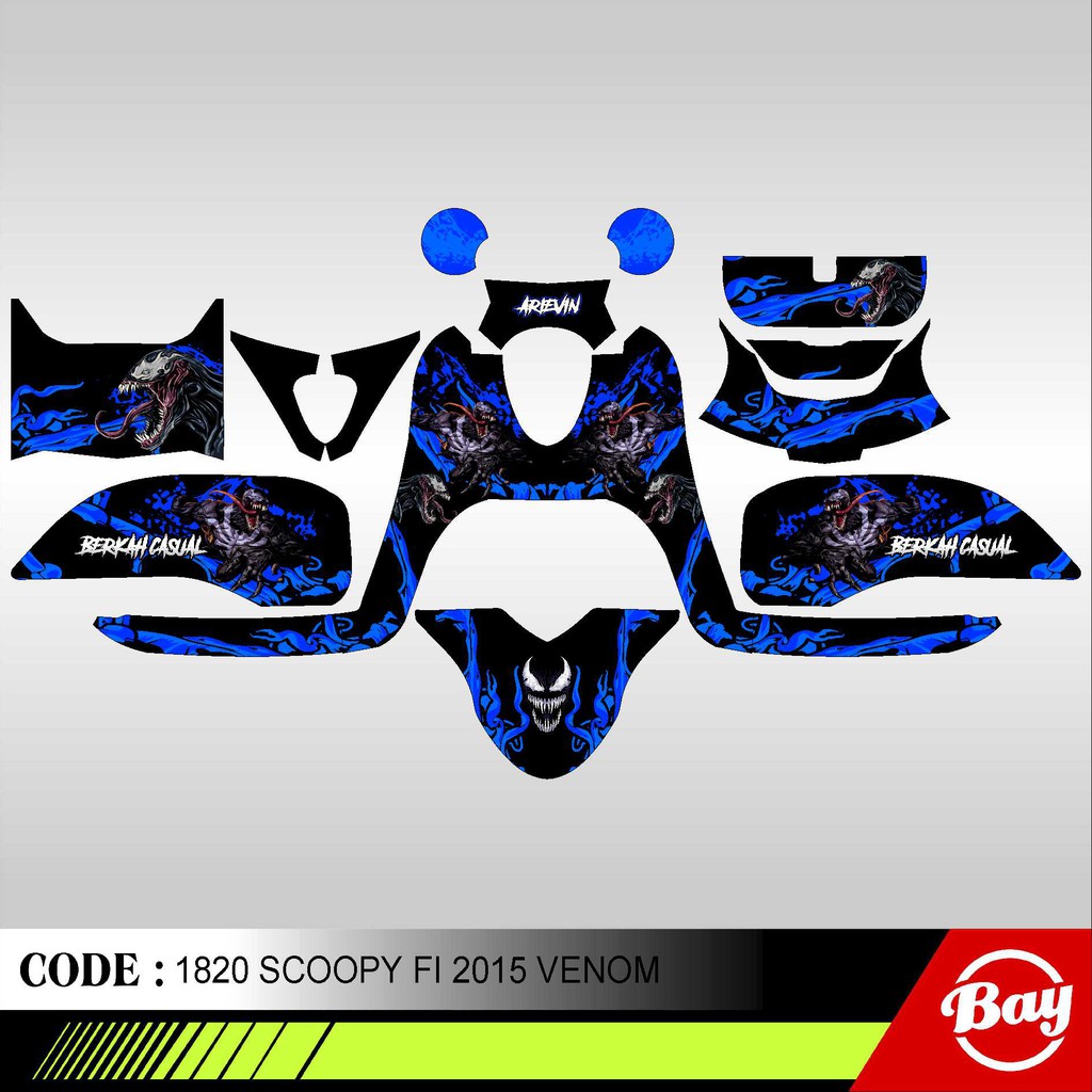 Decal Stiker Motor SCOOPY FI 2013 - 2015 ZOMBIE Full Body Sticker Custom Variasi