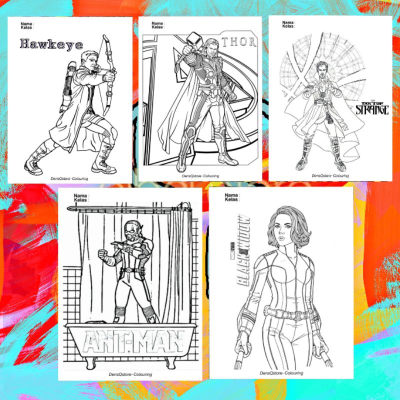 

Kertas Mewarnai Anak Tema Avengers / Kertas Gambar (21 Lembar Gambar Karakter)