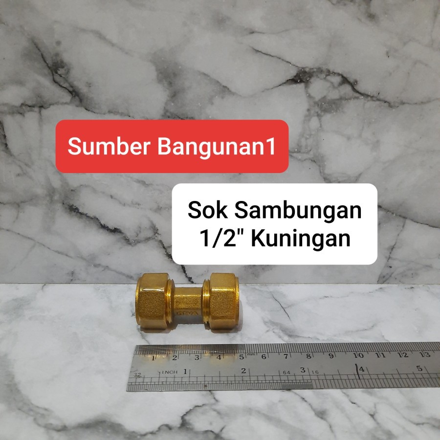 sok sambungan 1/2 inch keran air panas sok kuningan 1/2" kran