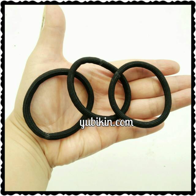 12 Piece Karet  Rambut  Hitam  Kunciran Polos Diameter 5cm 