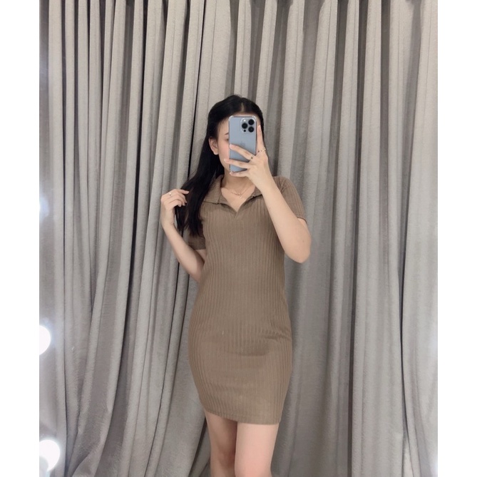 Dress Knit bodycon polo 261 | Dress slim korea | Dress wanita