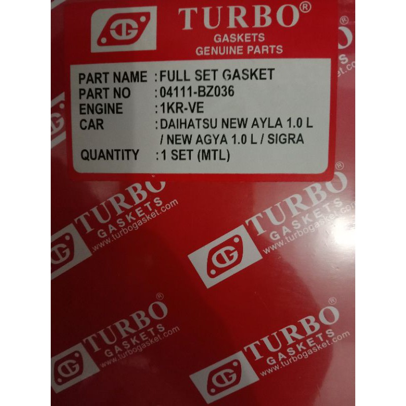 Paking set gasket fullset New Agya/ new Ayla 1,0cc/ Sigra 1,0cc