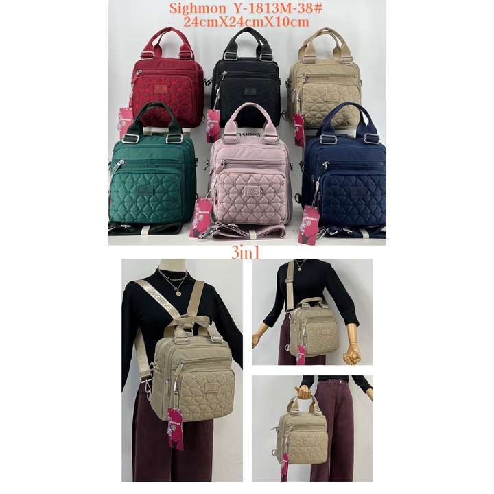 Tas Wanita Ransel SIGHMON Original Tas Ransel 3 in 1 Import Fashion Korea Tas Ransel Canvas Import Trendy Waterproof