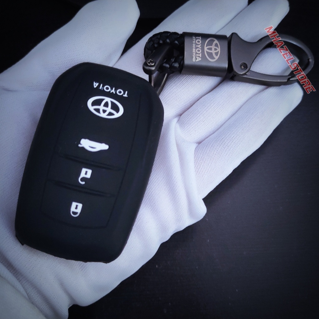 Gantungan kunci sarung remote keyless cover mobil toyota fortuner model anyam