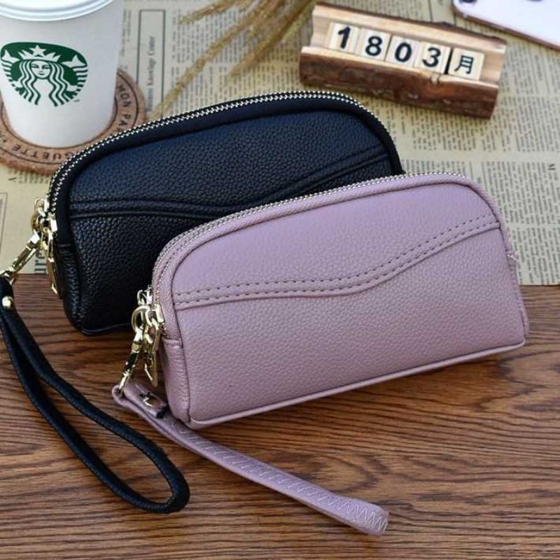 Dompet Hp Dan Uang Wanita Panjang KOREAN STYLE 3 Ruang Resleting Anti Air Hanging Wallet Handbag Pouch import Papirut makeup Kosmetik paspor ID card