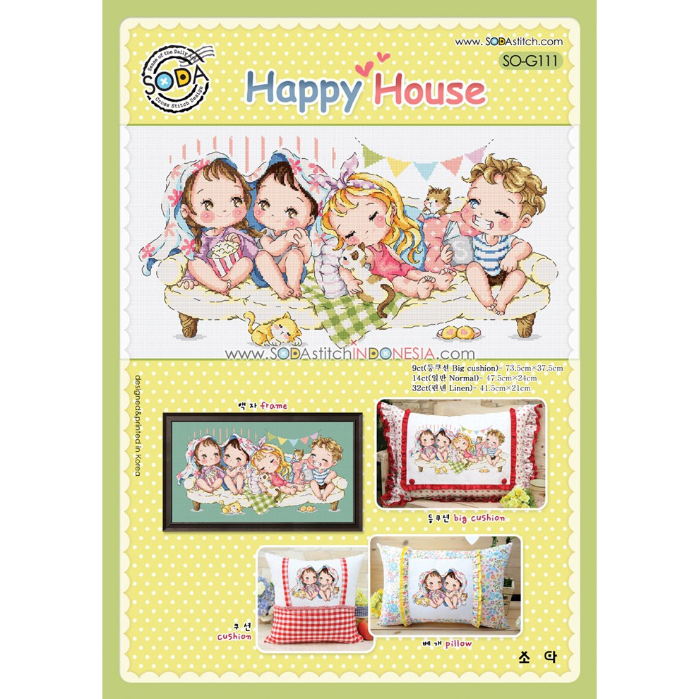 Paket DIY Craft Sulam Kristik Strimin Cross Stitch Sodastitch SO-G111 - Happy House Family