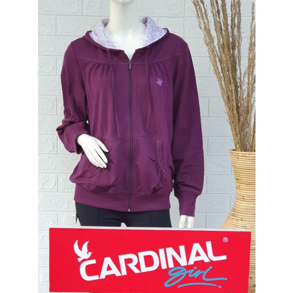 Jaket  Hoodie Sweater CARDINAL wanita 9 warna ORIGINAL 100%/modernjombang-Ungu Magenta