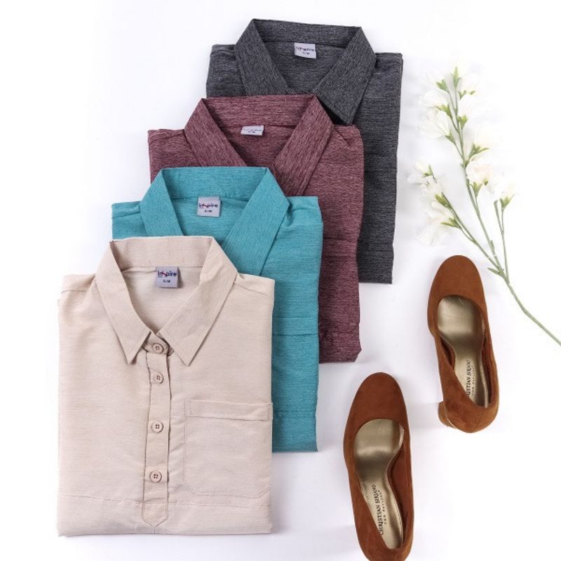 ATASAN KEMEJA BLOUSE WANITA LENGAN PANJANG ITOP 003 03 ORIGINAL INSPIRE REMAJA PEREMPUAN BAHAN KATUN