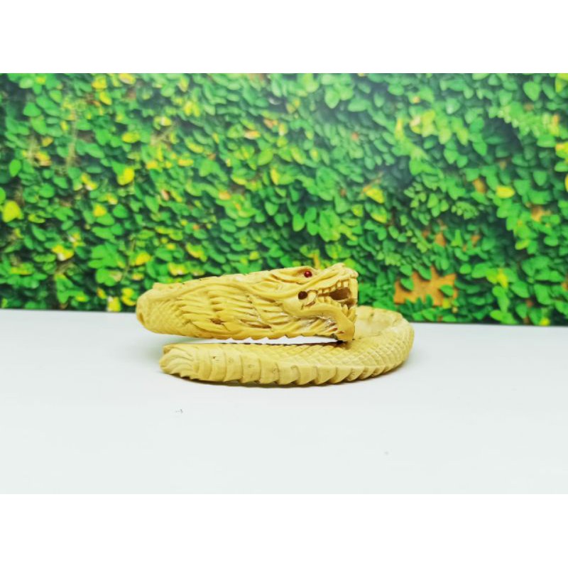 Gelang akar bahar putih full ukir motif naga