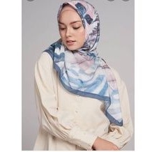 Preloved Ria Miranda Blossom scarf Blue Voal