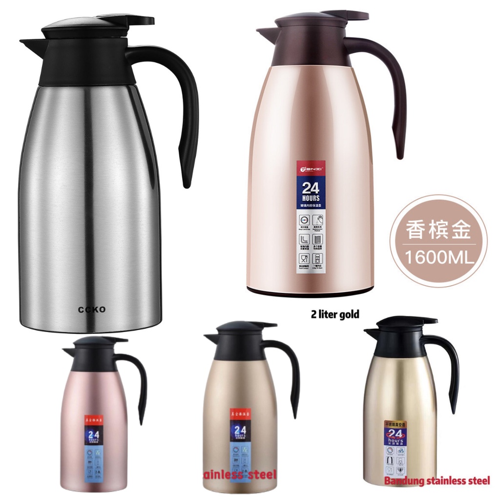 SHENAR,(COD) TERMOS european vacuum jug - sus 304 termos air vacuum stainless steel panas dingin teh kopi 2 liter warna