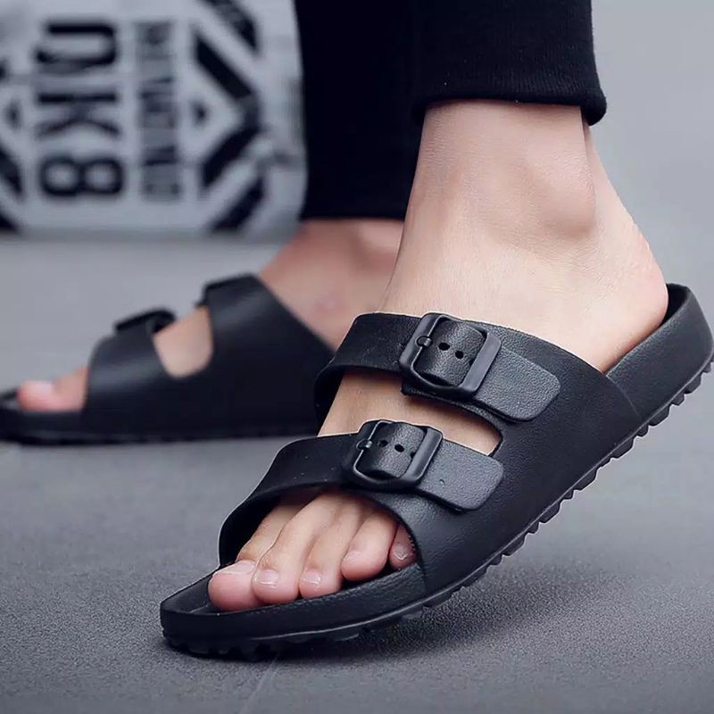 Sandal Pria Selop Casual Sendal Laki Laki Slide Dewasa Phylon Sandal Cowok Hitam Pria Terbaru Full Black