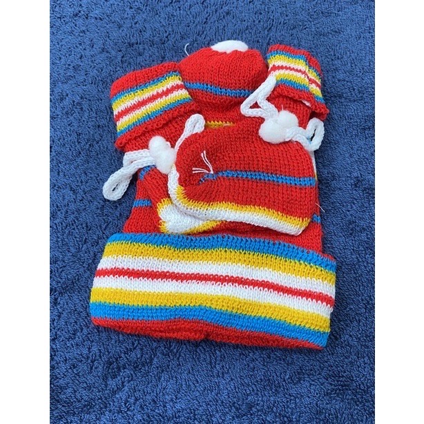 Topi Set Kaos Kaki Andrea Tua Bayi Baby Newborn Kupluk Topi Rajut Topi+Sarung Kaki USIA NewBorn-6Bulan