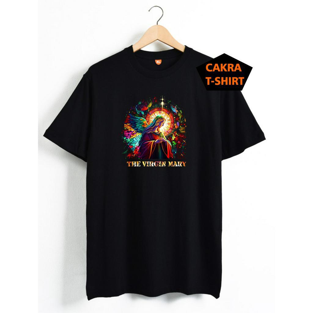 KAOS ROHANI BUNDA MARIA ROSARIO BAJU KRISTEN CASUAL BAHAN KATUN PREMIUM WARNA HITAM PUTIH