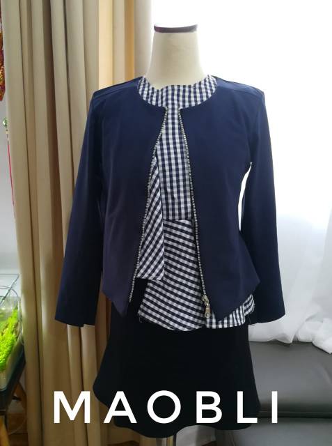 Maobli Blazer 7001seleting Jacket tangan panjang