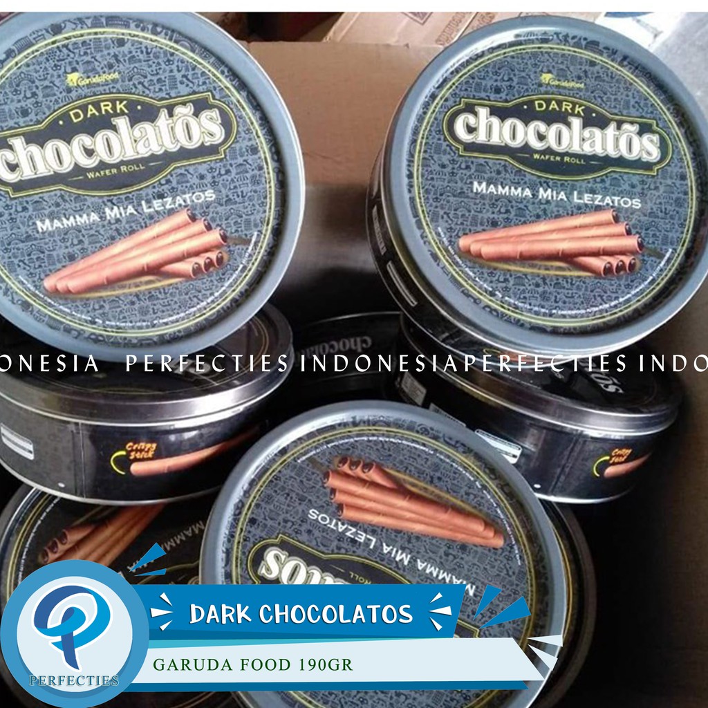 Dark Chocolatos Kemasan Kaleng 190gram Garuda Food Wafer Roll Kue kering Cemilan