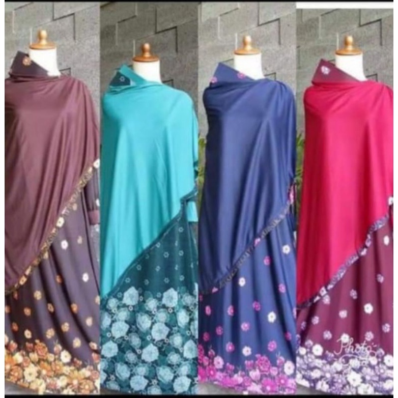 Gamis Plus Khimar Motif Bunga/Gamis Jersey