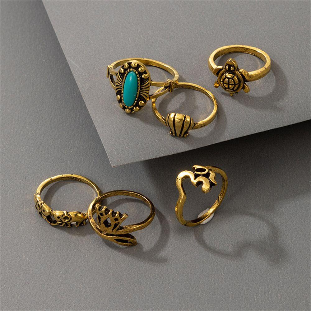 Preva 4Pcs /Set Cincin Ular Set Jari Perhiasan 4Pcs /Set Rock Boho Hip Hop Vintage Aksesoris Tangan