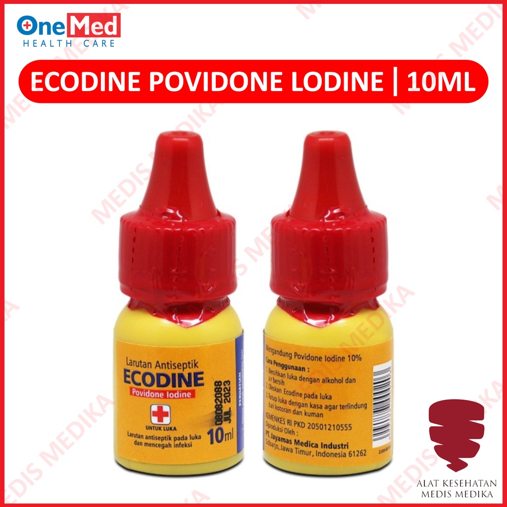 Ecodine Povidone Lodine 10 ml Obat Merah Luka P3K Sejenis Betadine Mini p3k OneMed