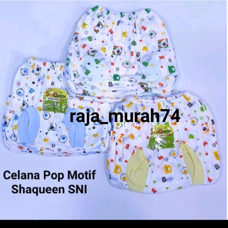 12 pcs celana pop shaqueen motif katun label SNI