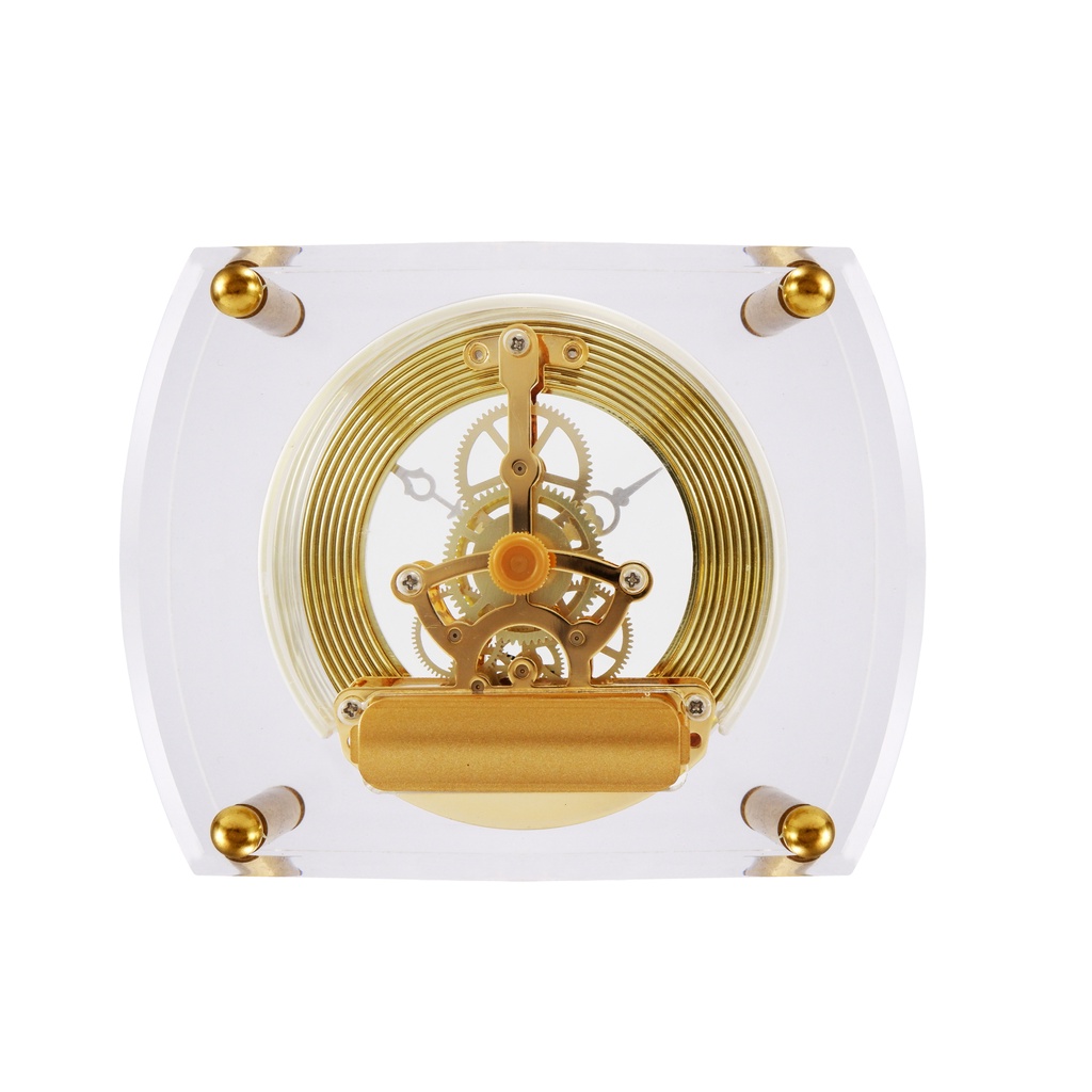 Jam Meja Clock Analog Skeleton SKM 3085 CG Gold Plated