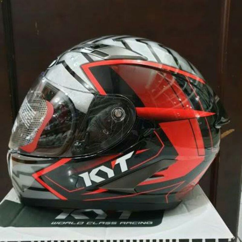 KYT FALCON ARMOUR RED FLUO DOUBLE VISOR DDRING MURAH