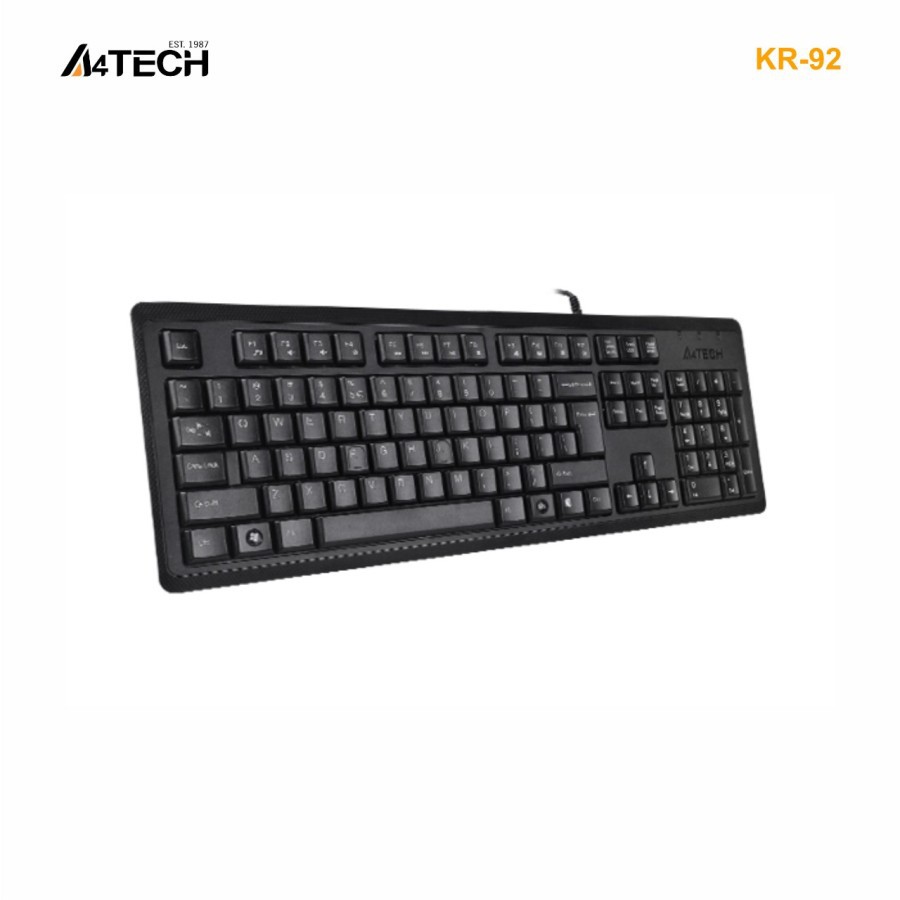 Keyboard a4tech wired usb 2.0 comfort silent membrane 104 keys round edge for pc laptop office gaming kr-92 kr92