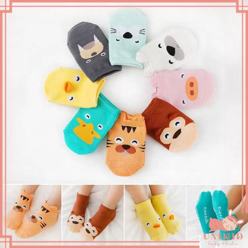 UNIKID KAOS KAKI BAYI BABY SOCKS MOTIF HEWAN LUCU IMPOR