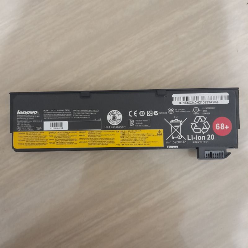 Baterai Battery Batre Laptop Lenovo Thinkpad X240 X250 X260 X270 X240S X250S X260S X270S T440 T440S T450 T450S K2450 T460 T460p T470 T550 6 cell resmi 68+ Original