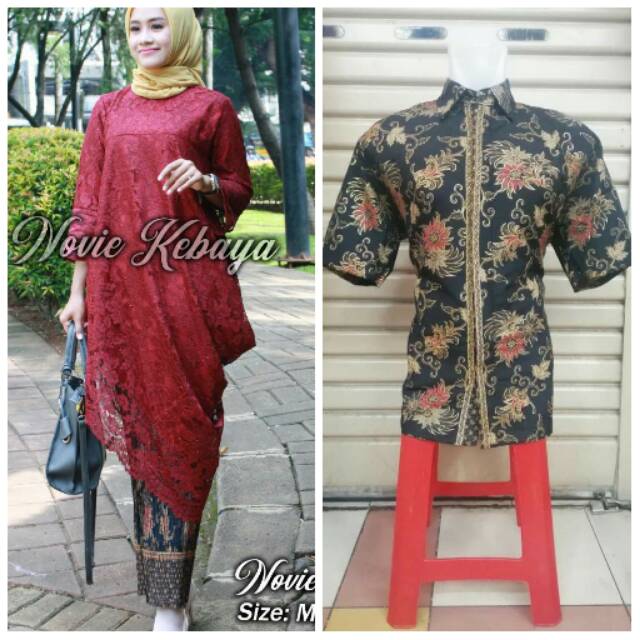kebaya pasangan/kebaya brokat couple batik terbaru/baju couple terlaris/kebaya muslim pasangan/baju 