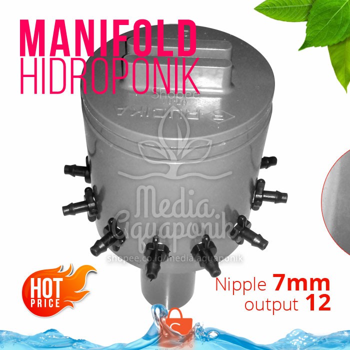 Manifold Hidroponik nipple 7mm output 12