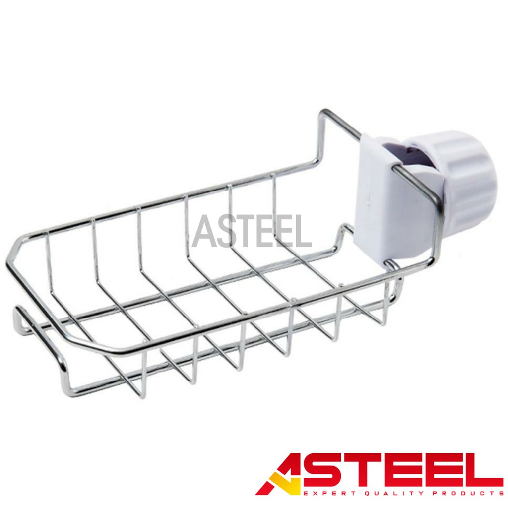 ASTEEL Tempat penyimpanan spon spons spong sponge sabun cuci piring stainles steel model tempel