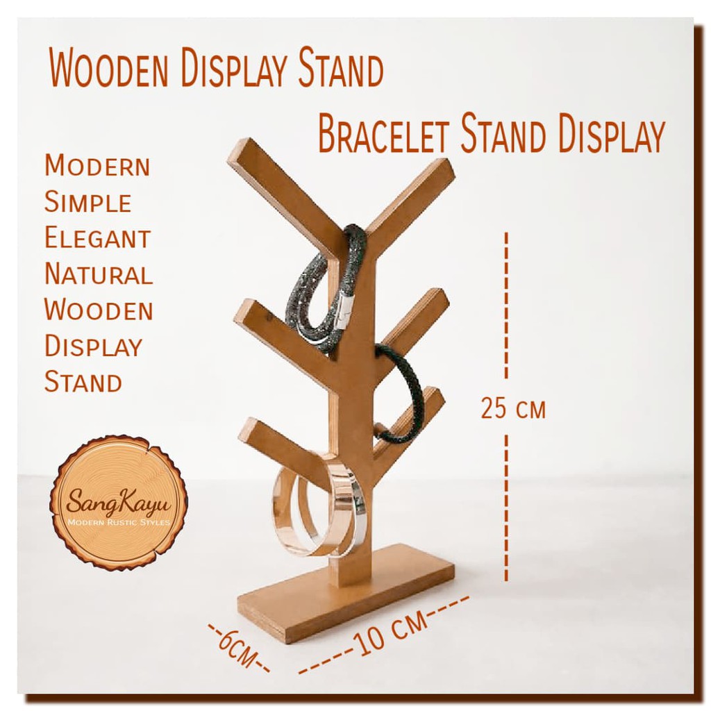 Display gelang aksesoris gantungan kunci dll Wooden bracelet display