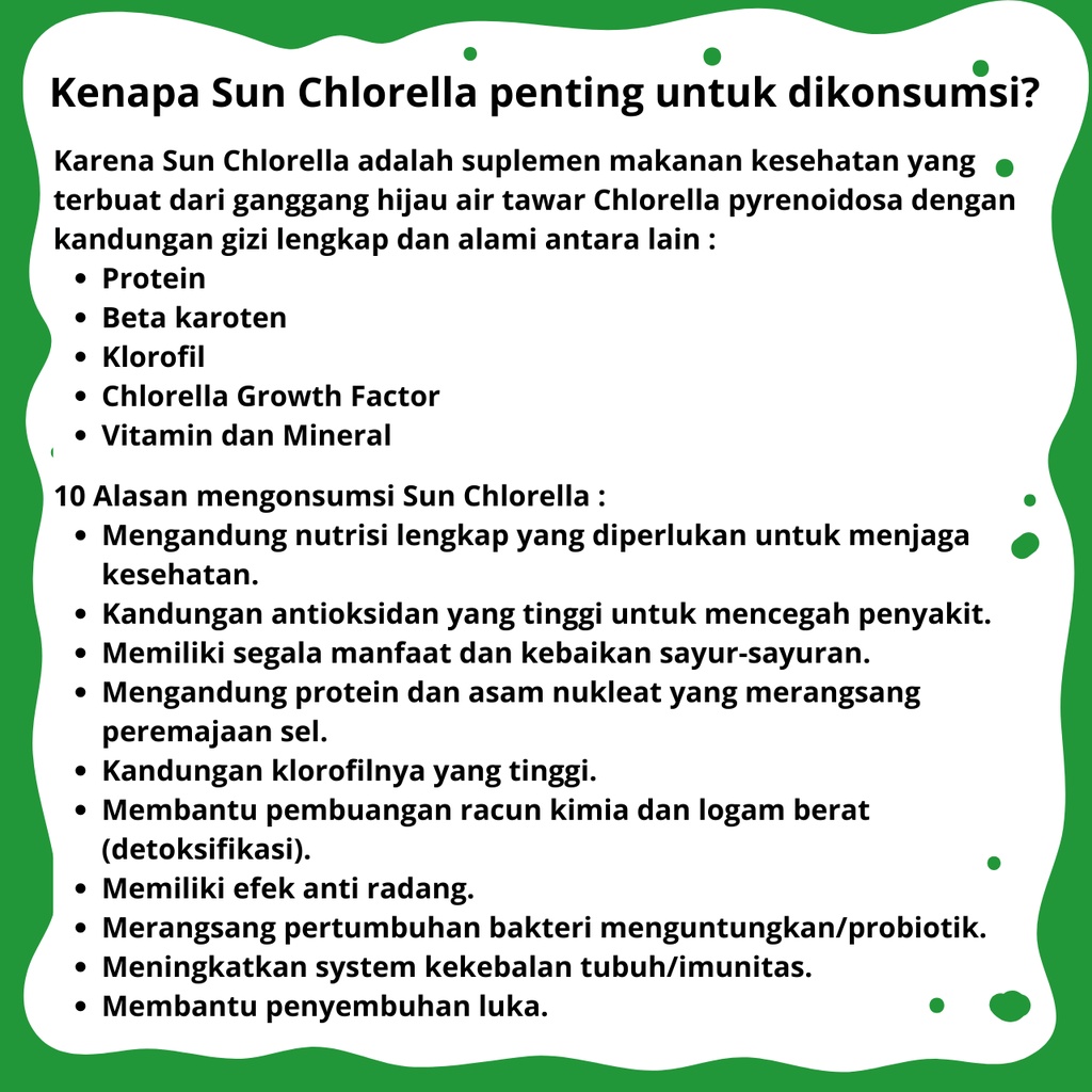 CNI Sun Chlorella Vitamin Kesehatan Regenerasi Sel Tubuh Anda Bugar Awet Muda Isi 150 Tablet Asli