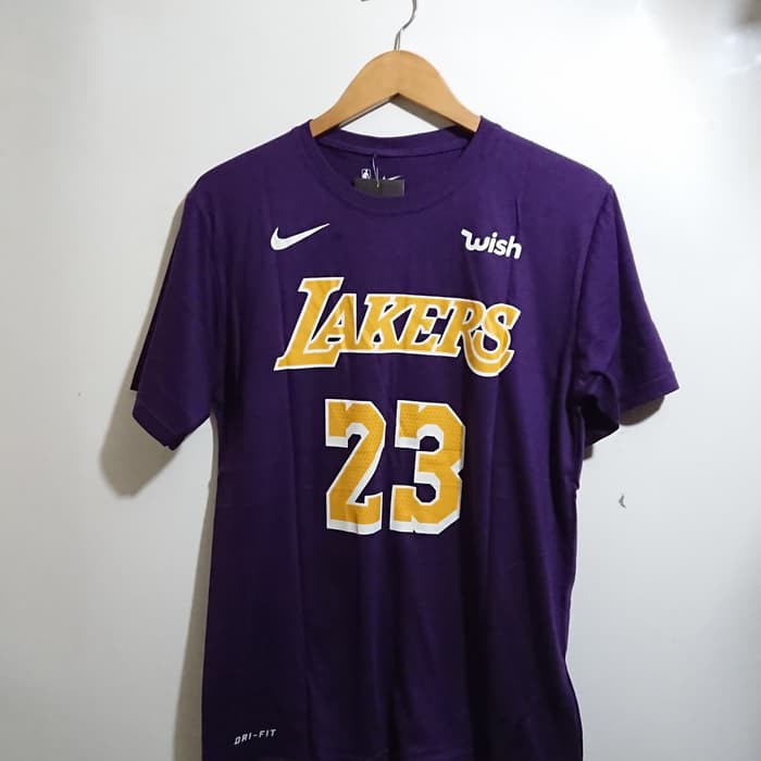 Jual T SHIRTS KAOS BASKET NBA LOS ANGELES LAKERS LEBRON JAMES   Ungu  M Murah