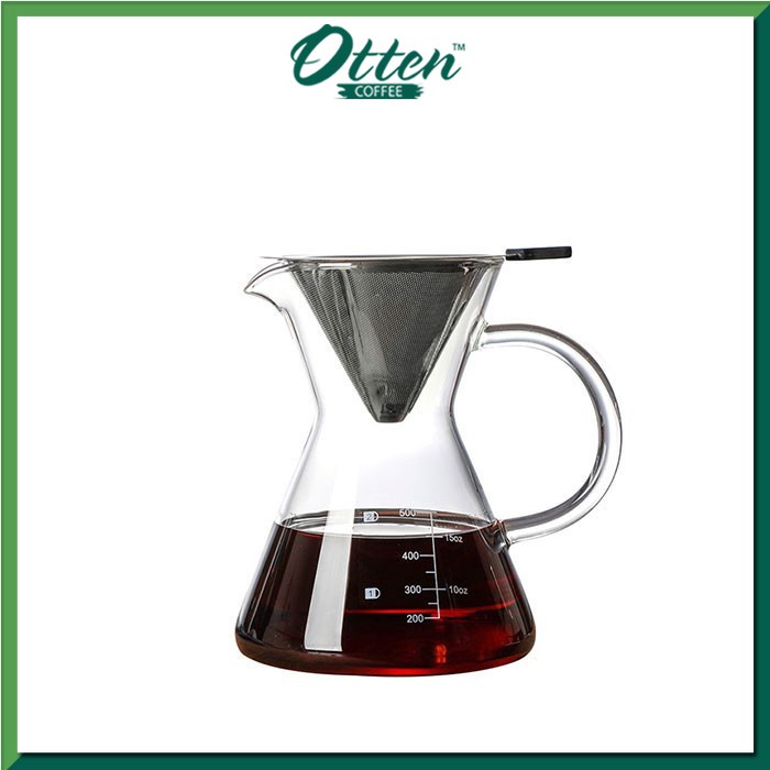 Coffee Glass Dripper with Stainless Steel Filter 500ml-0