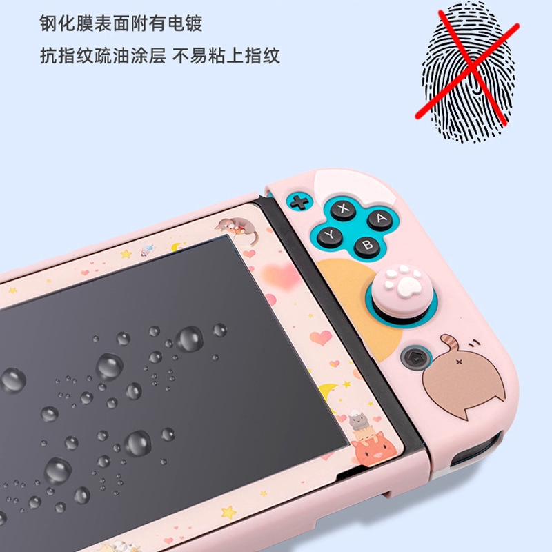 Acnh Pelindung Layar Tempered Glass 9h Motif Kartun Kucing Silang Untuk Nintendo Switch