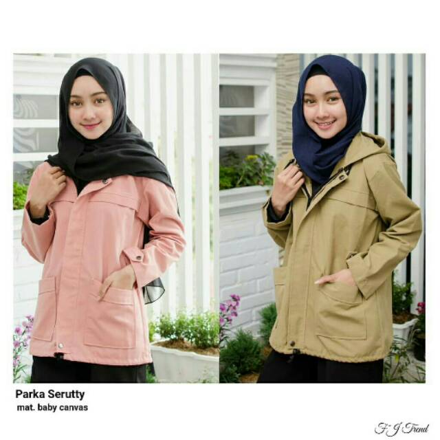 Jaket Parka / Jaket Muslimah / Jaket Syari / Hoodie Muslimah/Parka Muslimah/Jaket Canvas/arka Kanvas