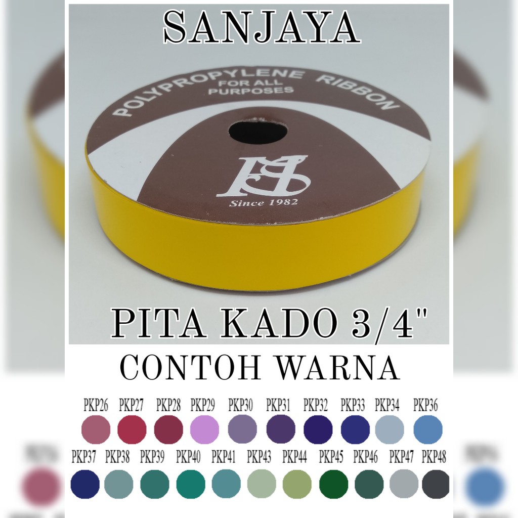 PITA KADO / PITA KOTAK HADIAH / PITA ULANG TAHUN / PITA WARNA WARNI / PITA KADO POLOS 3/4'' 15YD